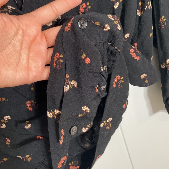 Madewell Women’s Flowy Long Sleeve Black Floral Blouse Top Size XS - Picture 7 of 12